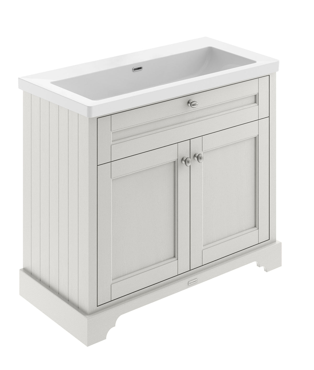Old London 1000mm 2 Door Floor Standing Vanity Unit With Fireclay Basin