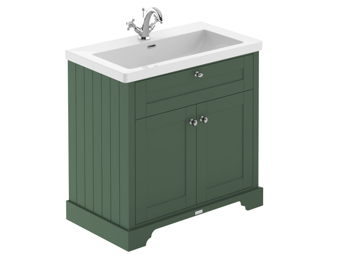 Old London 800mm 2 Door Floor Standing Vanity Unit With 1 Tap Hole Fireclay Basin