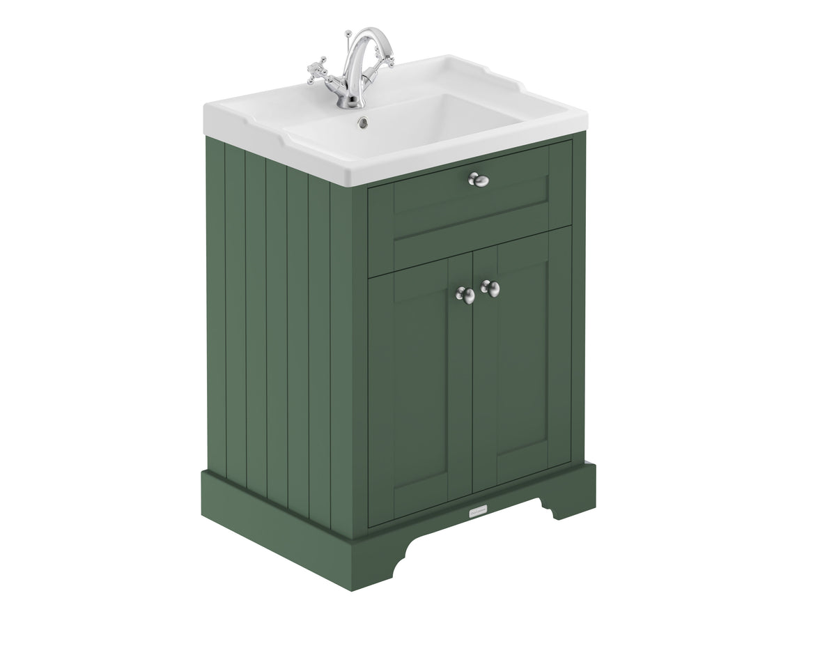 Old London 600mm 2 Door Floor Standing Cabinet With 1 Tap Hole Basin