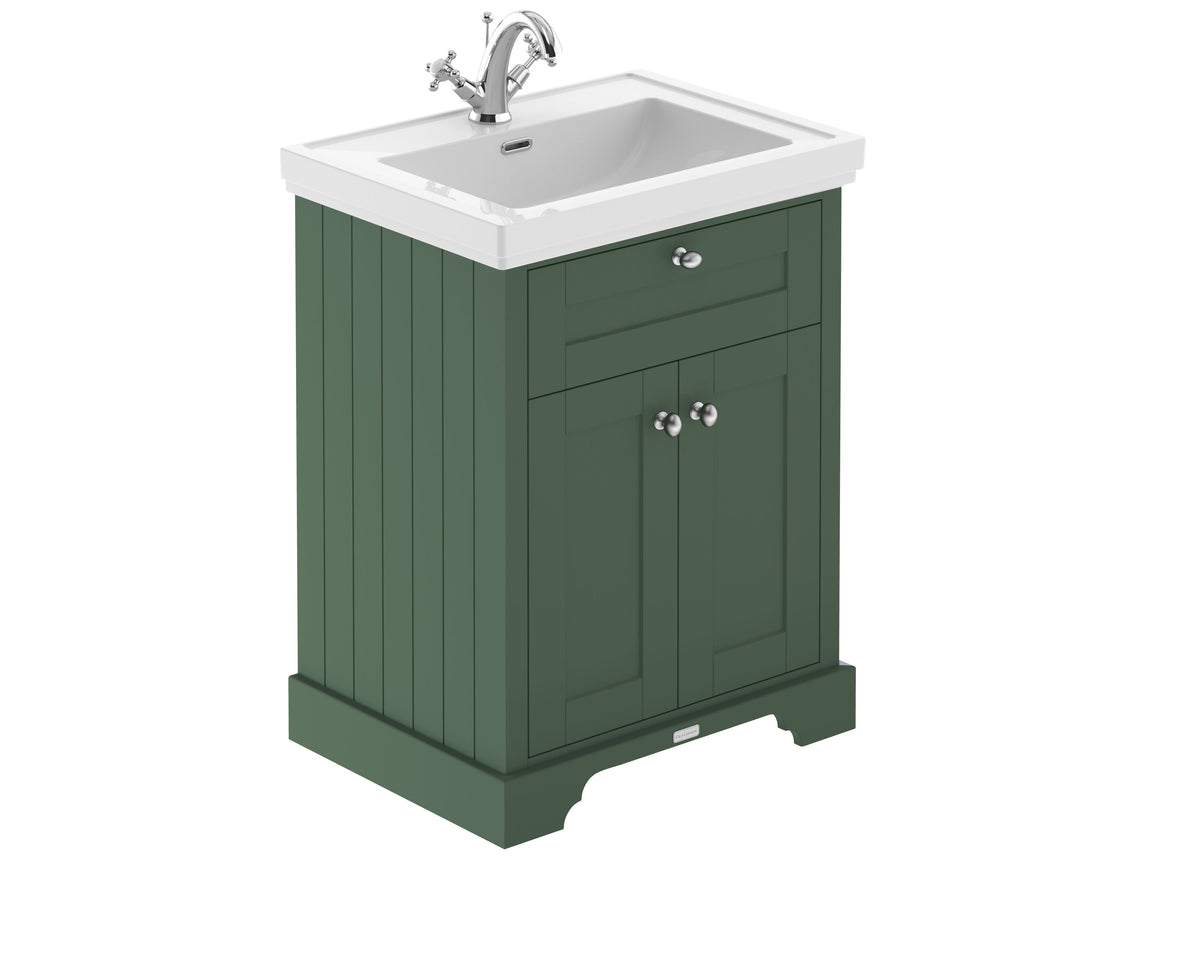 Old London 600mm 2 Door Floor Standing Vanity Unit With 1 Tap Hole Basin