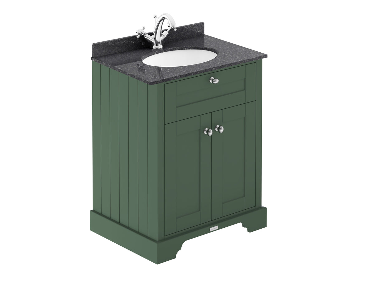 Old London 600mm 2 Door Floor Standing Cabinet With 1 Tap Hole Marble Basin