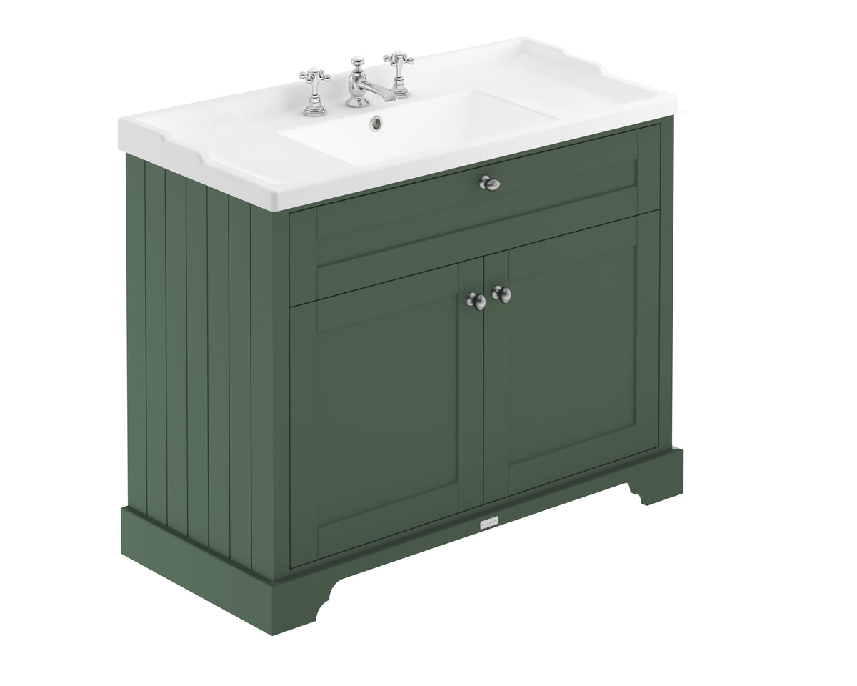 Old London 1000mm 2 Door Floor Standing Cabinet With 3 Tap Holes Basin
