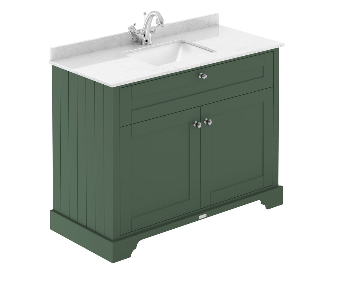 Old London 1000mm 2 Door Floor Standing Cabinet With 1 Tap Hole Marble Basin