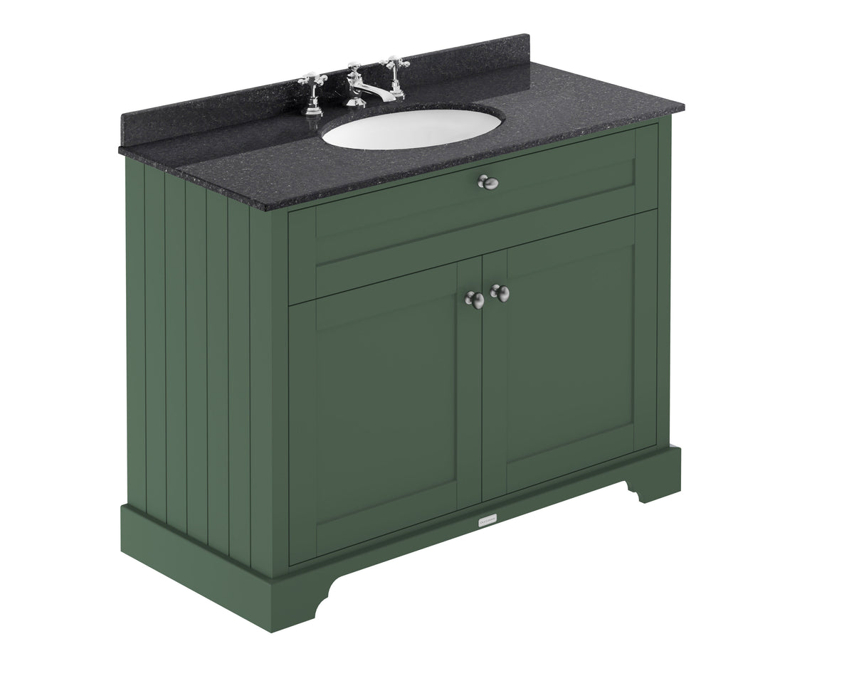 Old London 1000mm 2 Door Floor Standing Cabinet With 3 Tap Holes Marble Basin