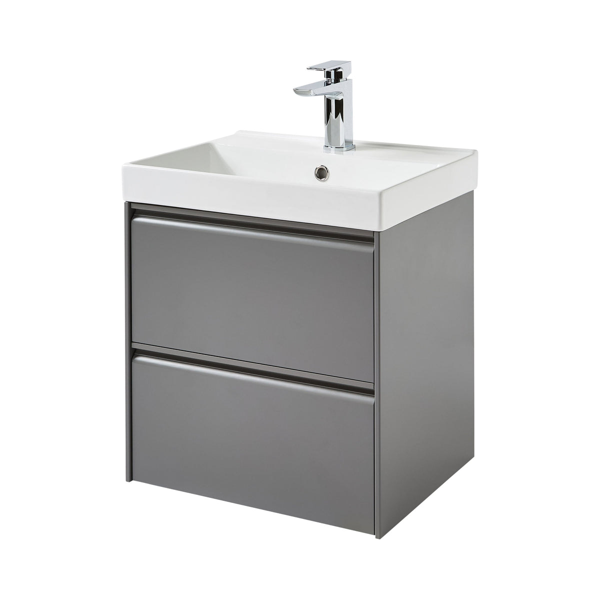 Moon 500mm 2 Drawer Wall Mounted Unit Matt Grey - MOON500WM-G