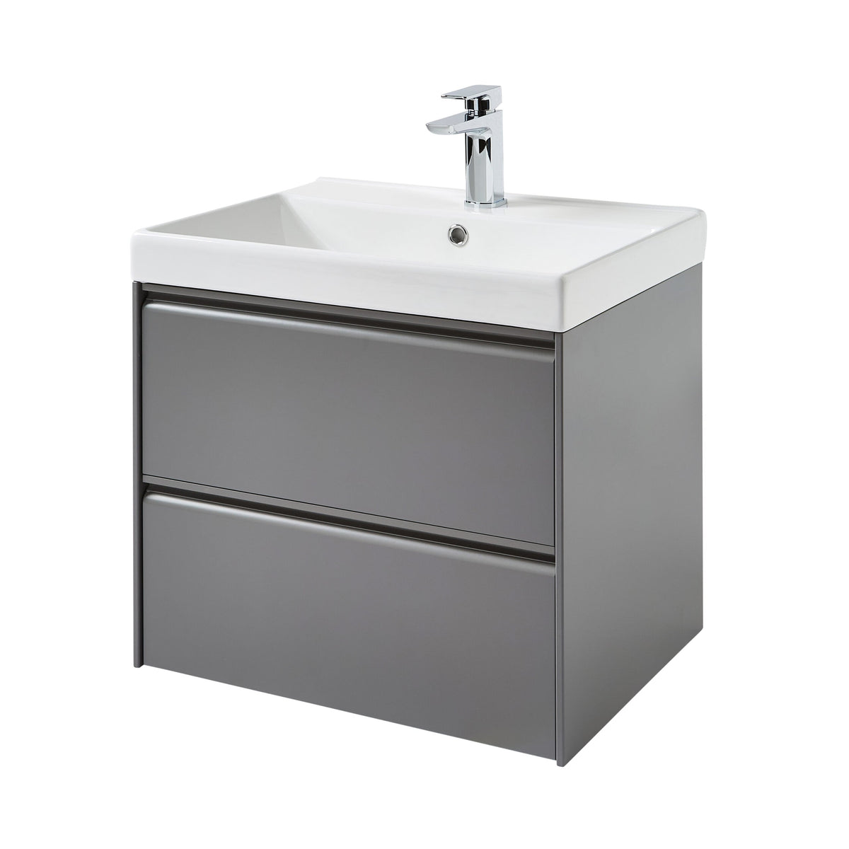 Moon 600mm 2 Drawer Wall Mounted Unit Matt Grey - MOON600WM-G - MOON600WM-G 2