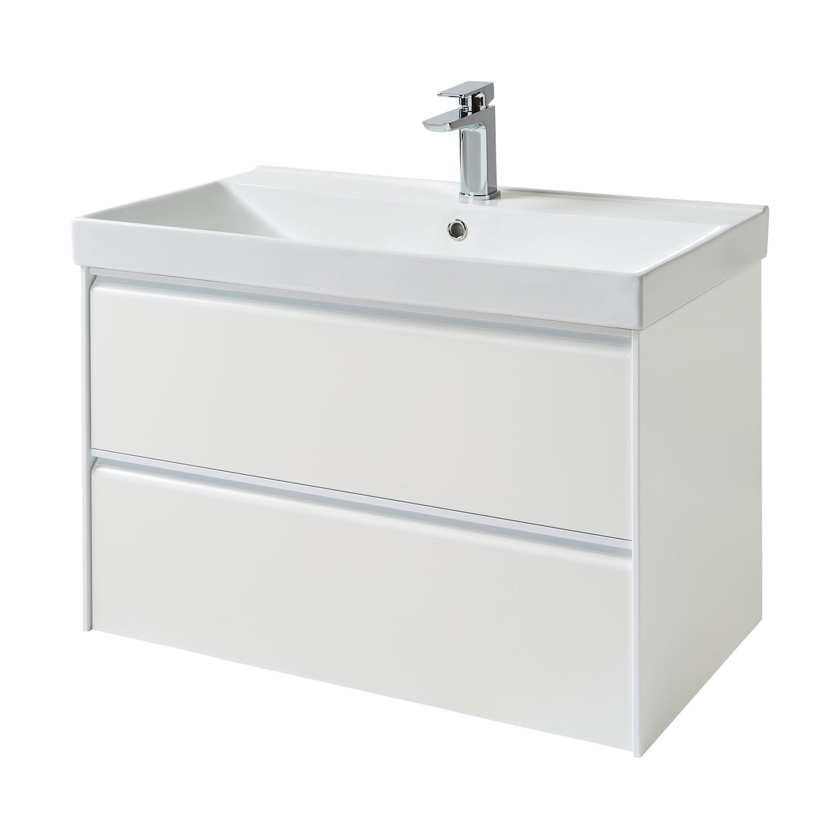 Moon 800mm 2 Drawer Wall Mounted Unit Matt White