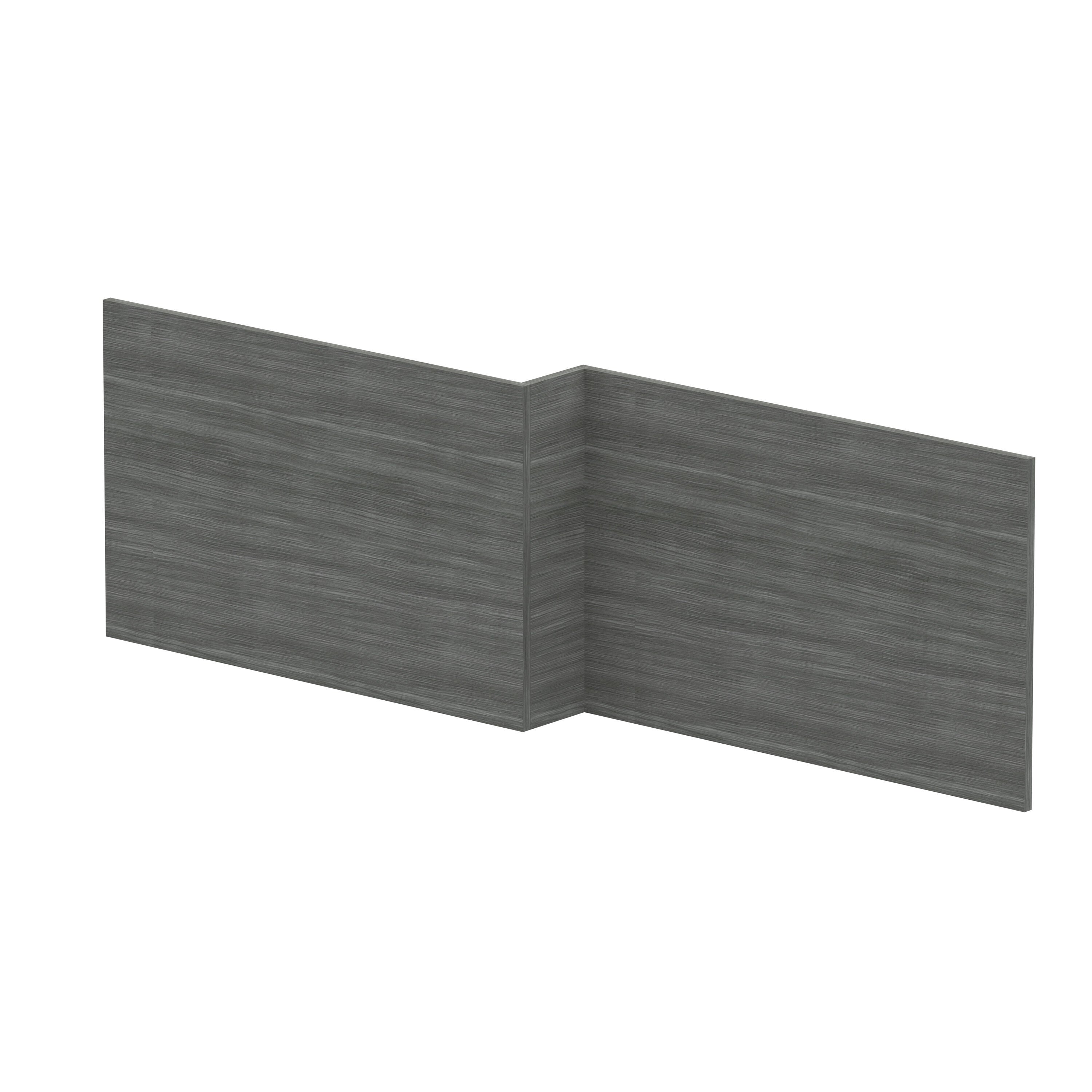 nuie 1700mm L-Shape Square Anthracite Woodgrain MFC Shower Bath Front Panel