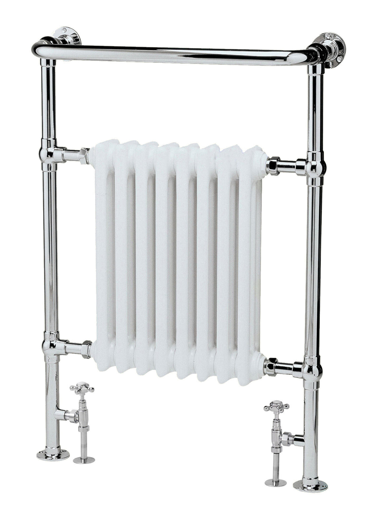 Old London Harrow Chrome / White 963mm x 673mm Vertical Traditional Column Radiator