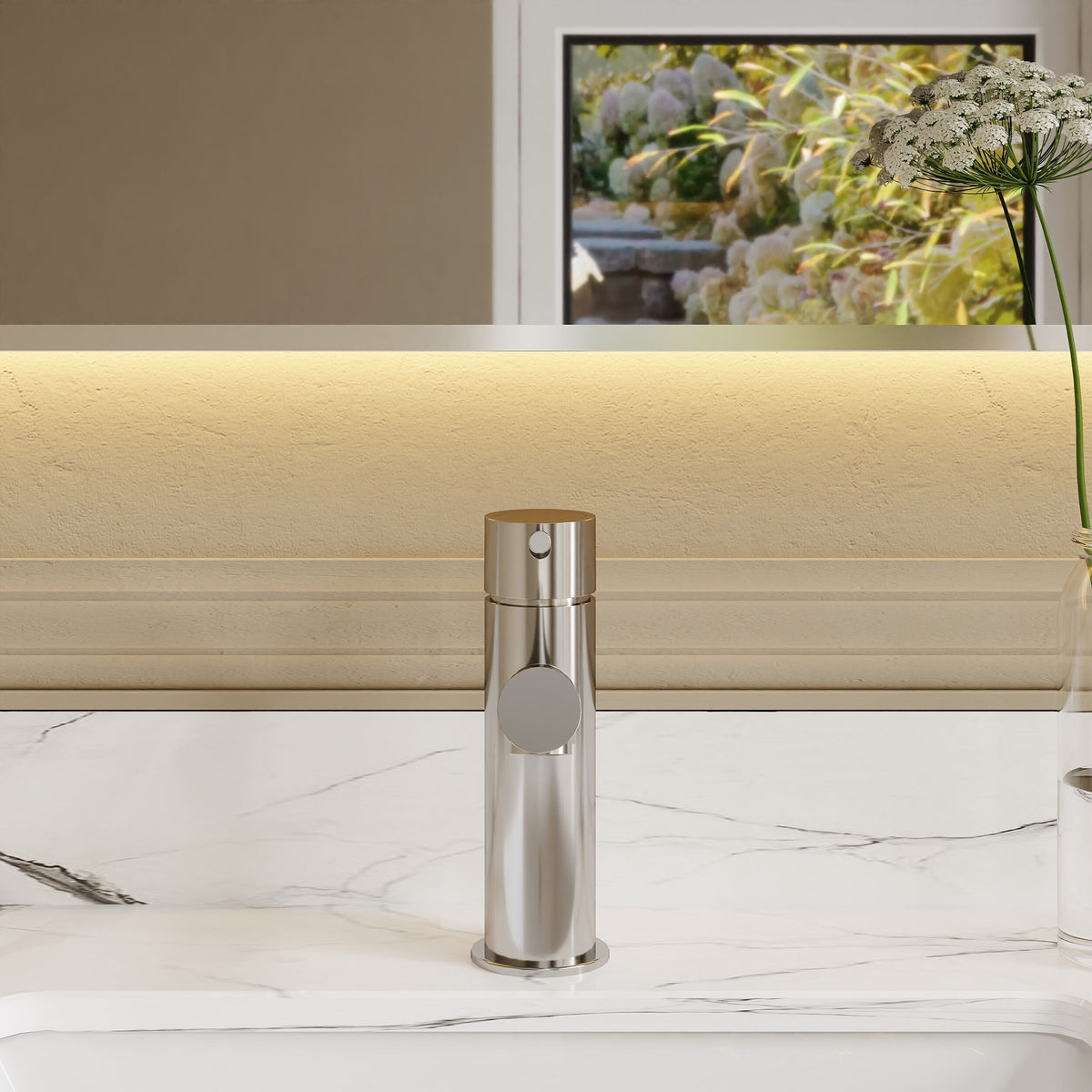 nuie choice Navala Chrome Mono Basin Mixer With Push Button Waste - Lifestyle image