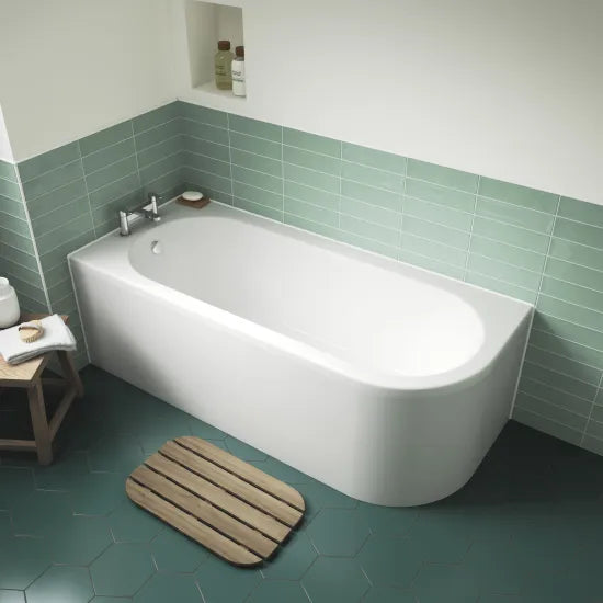 Nuie Crescent 1700mm Left-Hand Curved Corner Bath With Legs