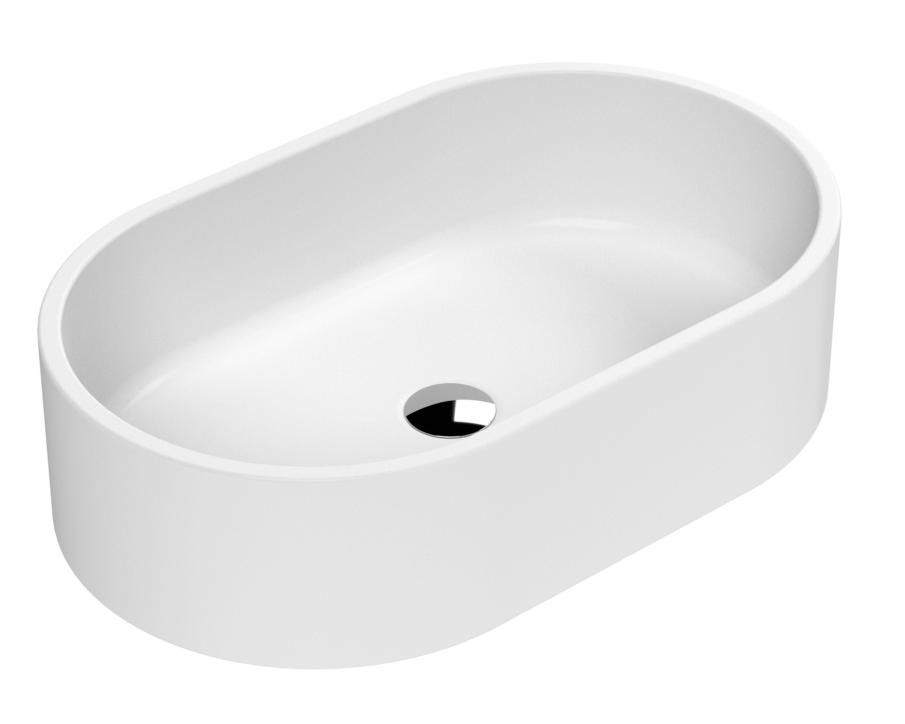 565mm Matt White Ceramic Oval Vessel Basin