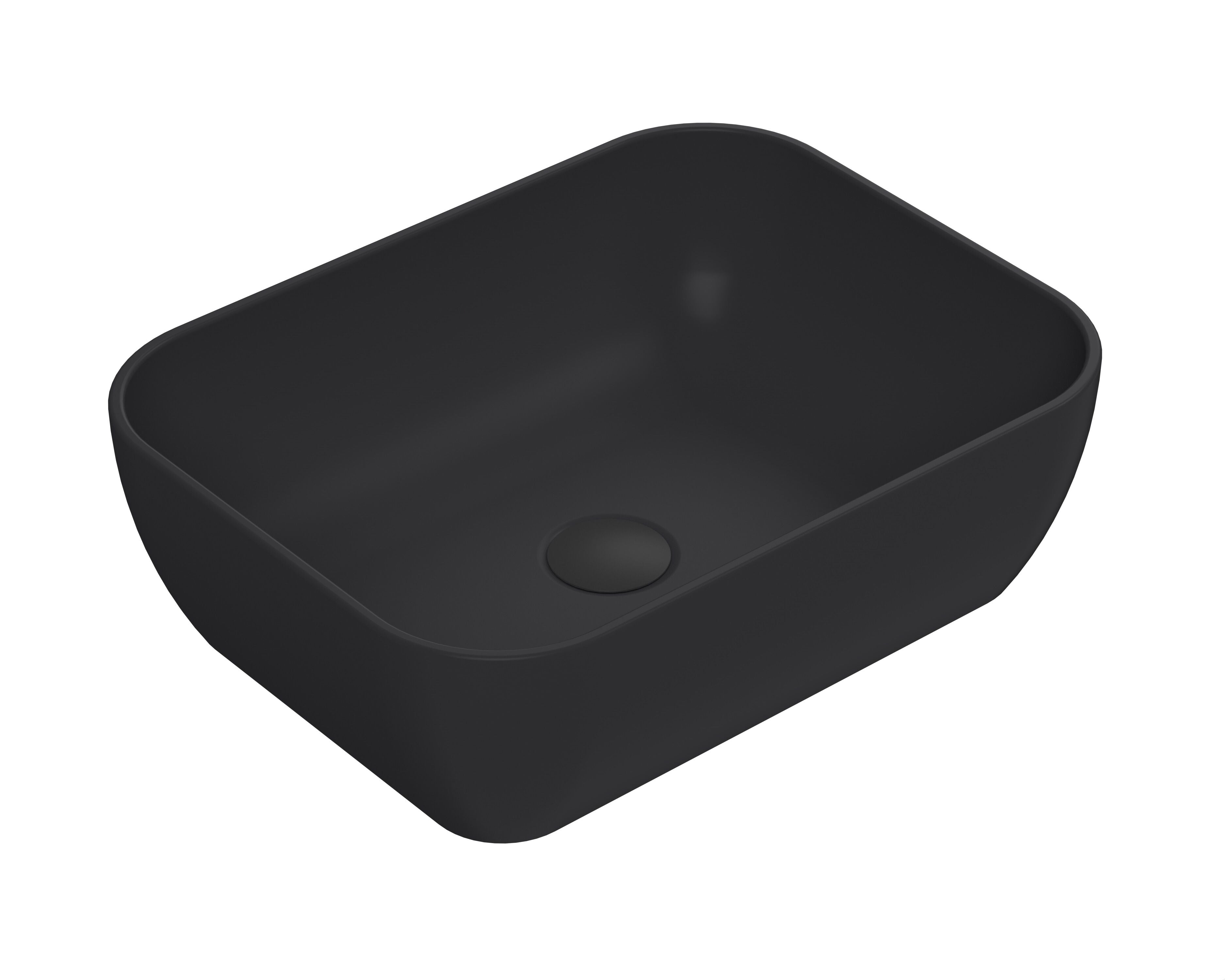 455mm Ceramic Matt Black Square Vessel Basin
