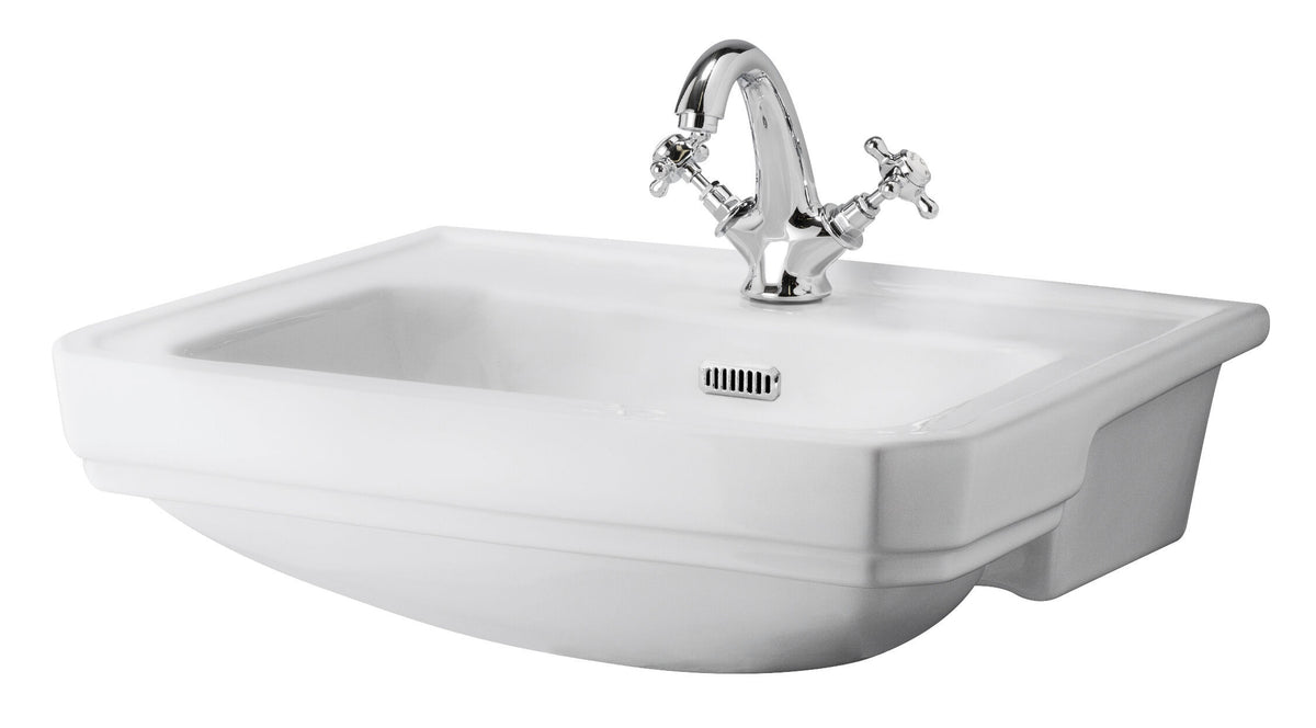 Old London Richmond 1 Tap Hole 560mm Ceramic Semi-Recessed Basin