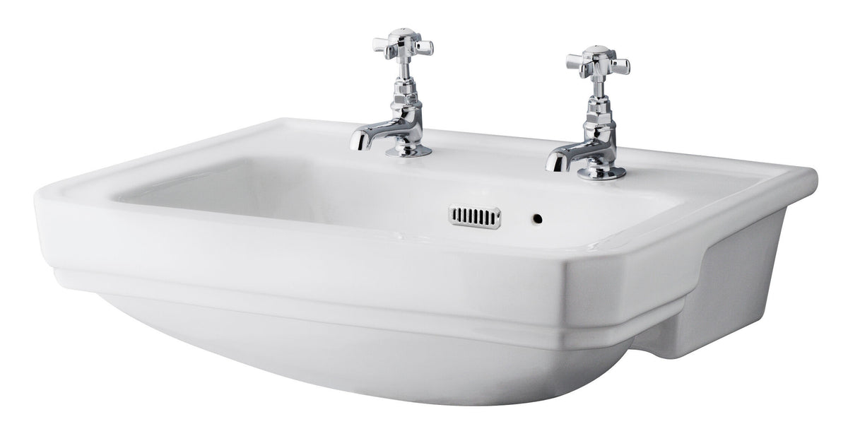 Old London Richmond 2 Tap Hole 560mm Ceramic Semi-Recessed Basin