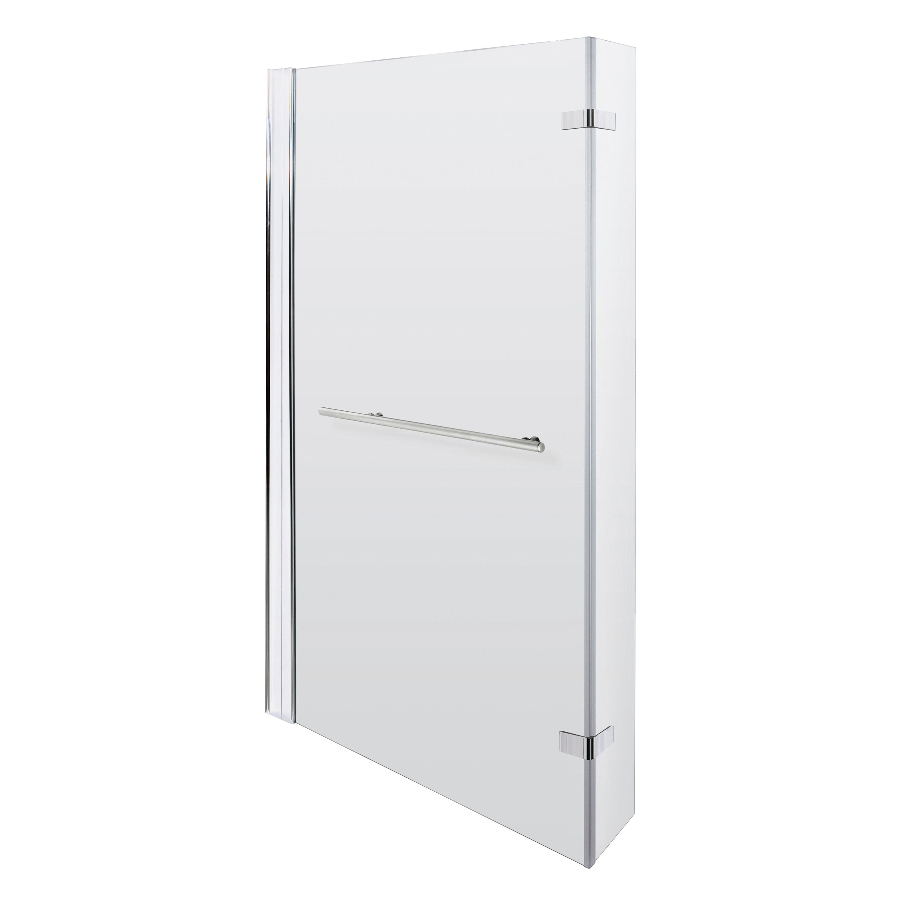 nuie 800mm Chrome L-Shaped Hinged Bath Screen With Rail