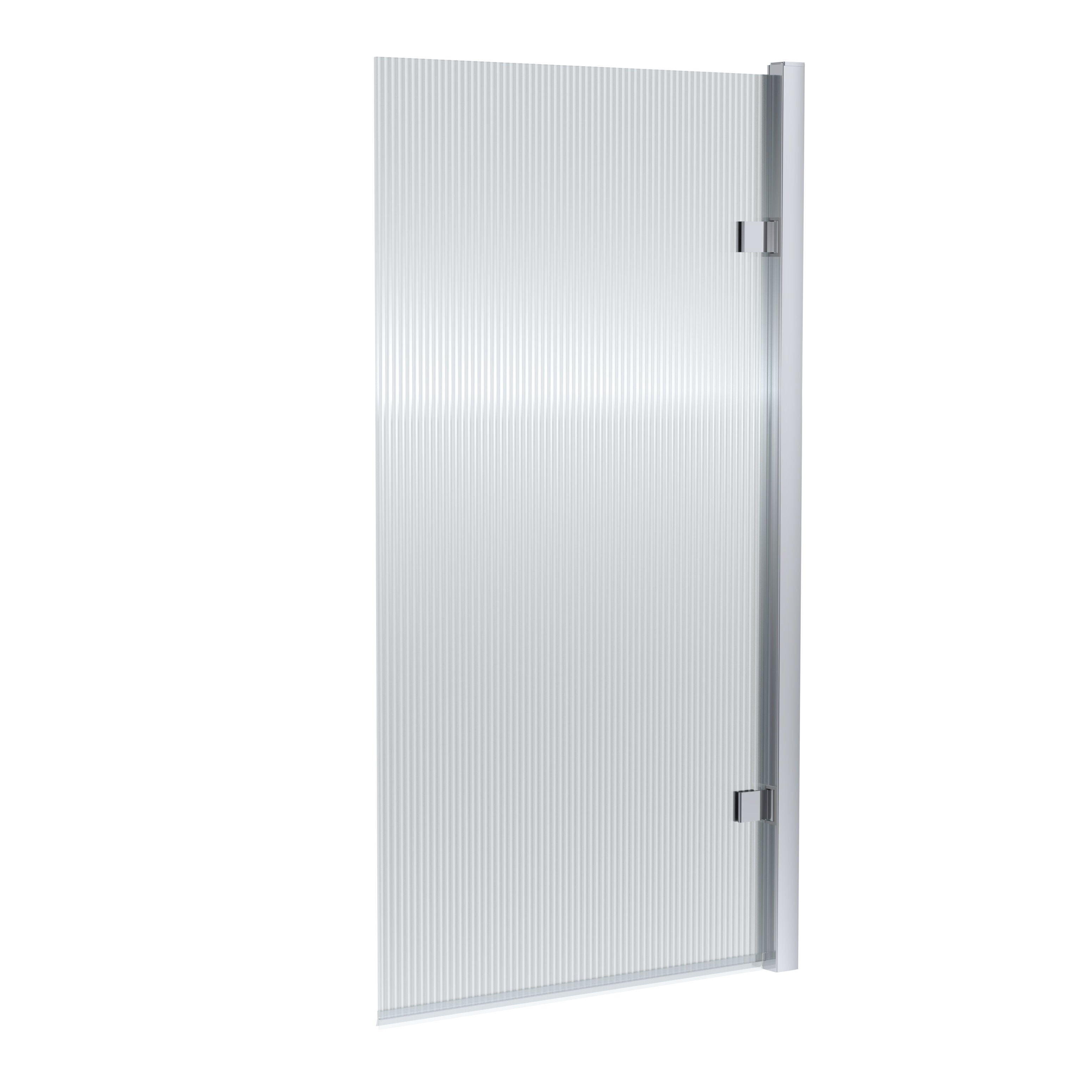 nuie 800mm Chrome Fluted Hinged Bath Screen