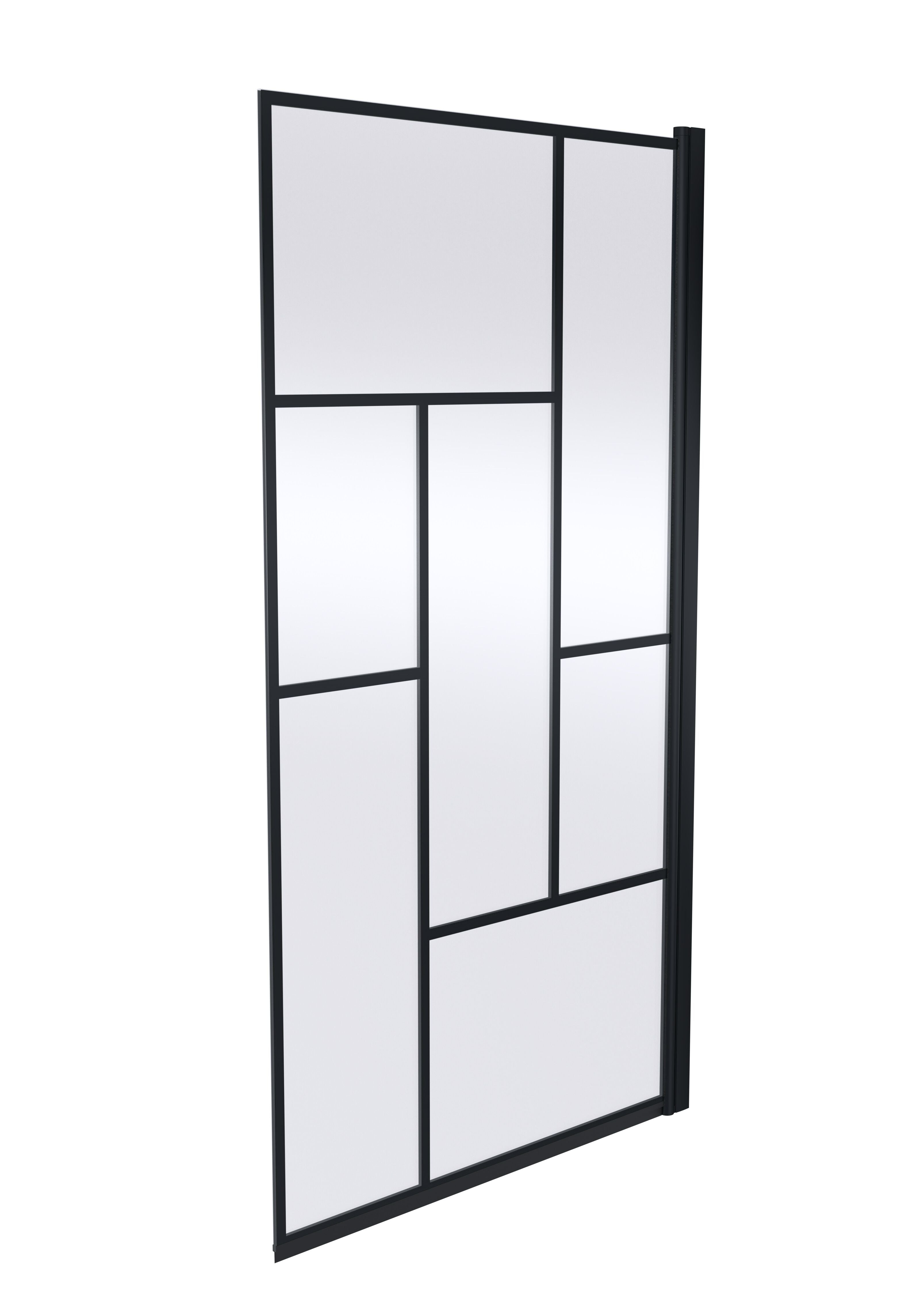 nuie 800mm Matt Black Bath Screen
