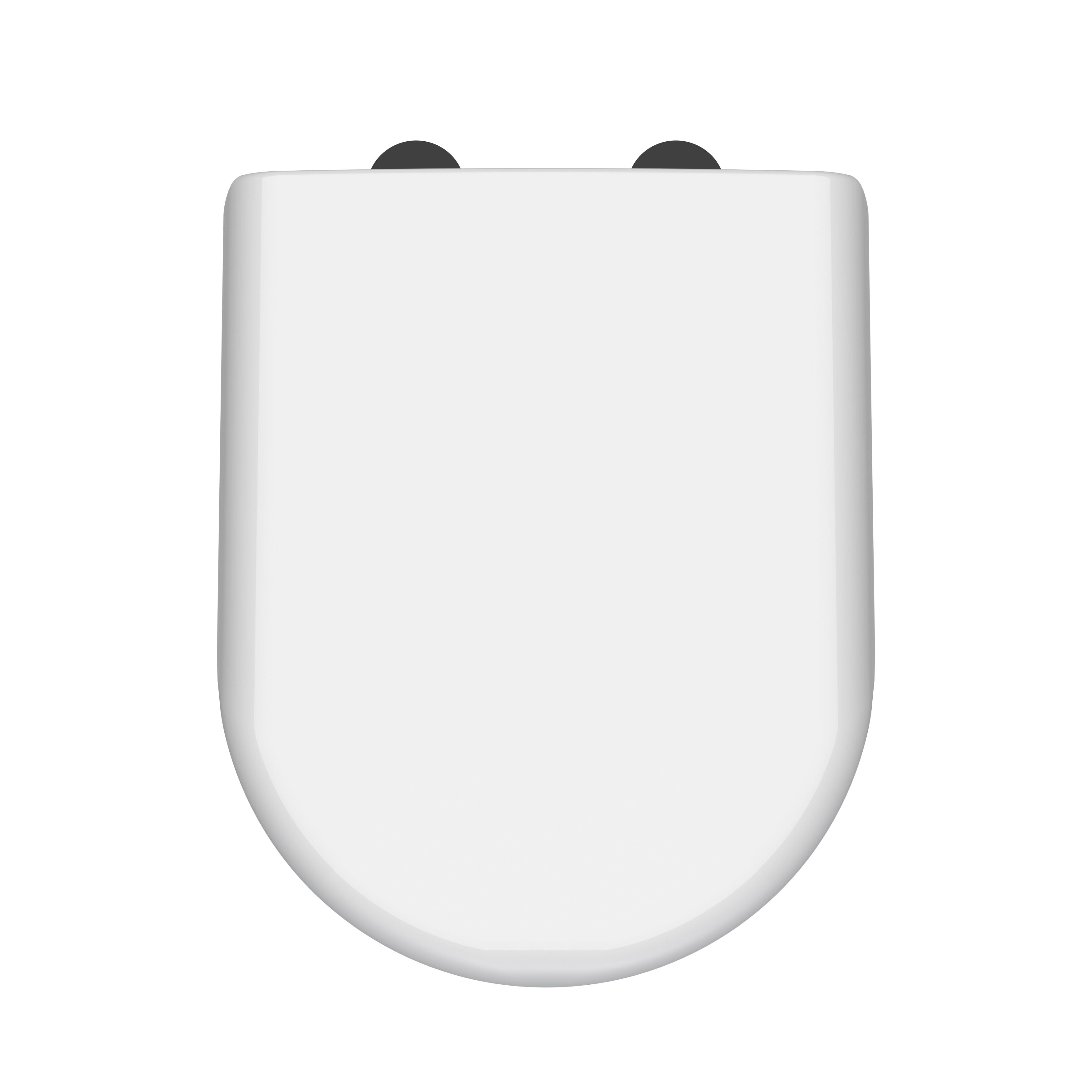 Gloss White D-Shaped Soft Close Toilet Seat With Top Fix Hinge