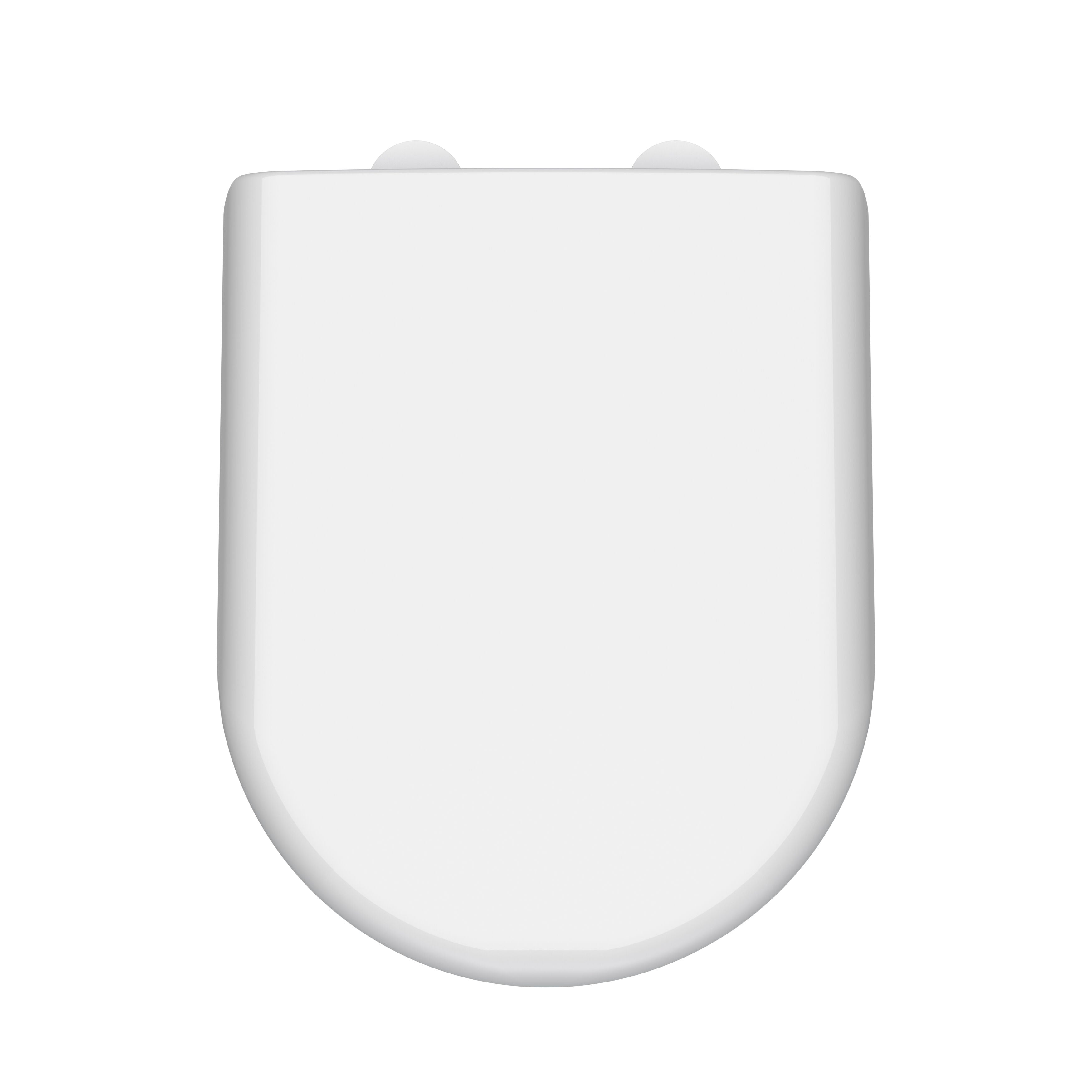 Gloss White D-Shaped Soft Close Toilet Seat With Top Fix Hinge
