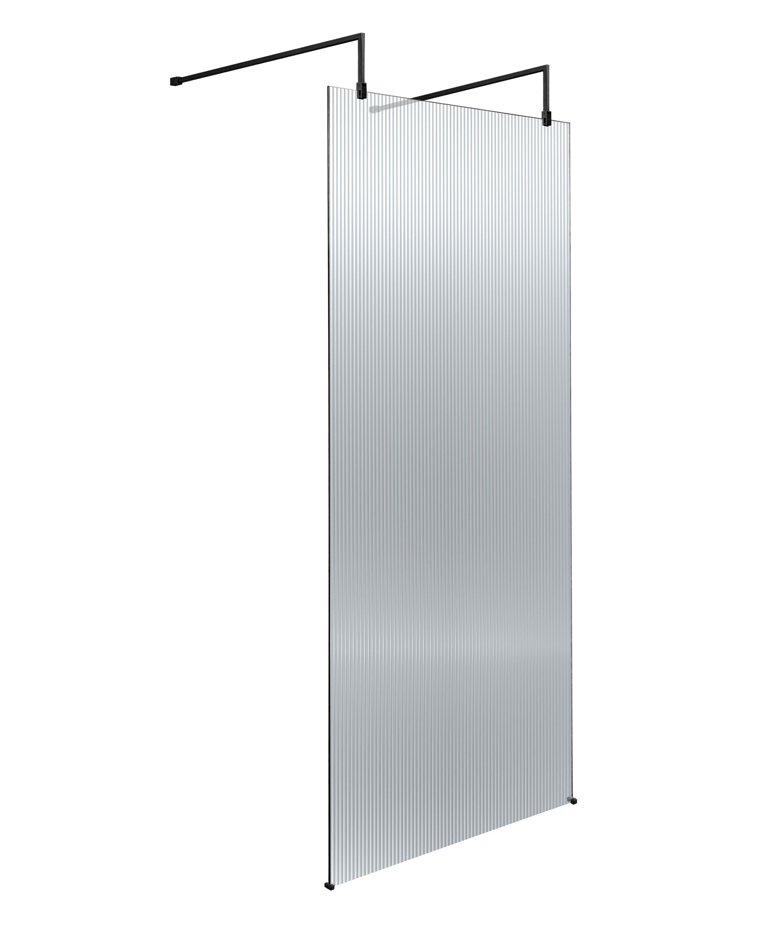 nuie 800mm Matt Black Fluted Wetroom Panel