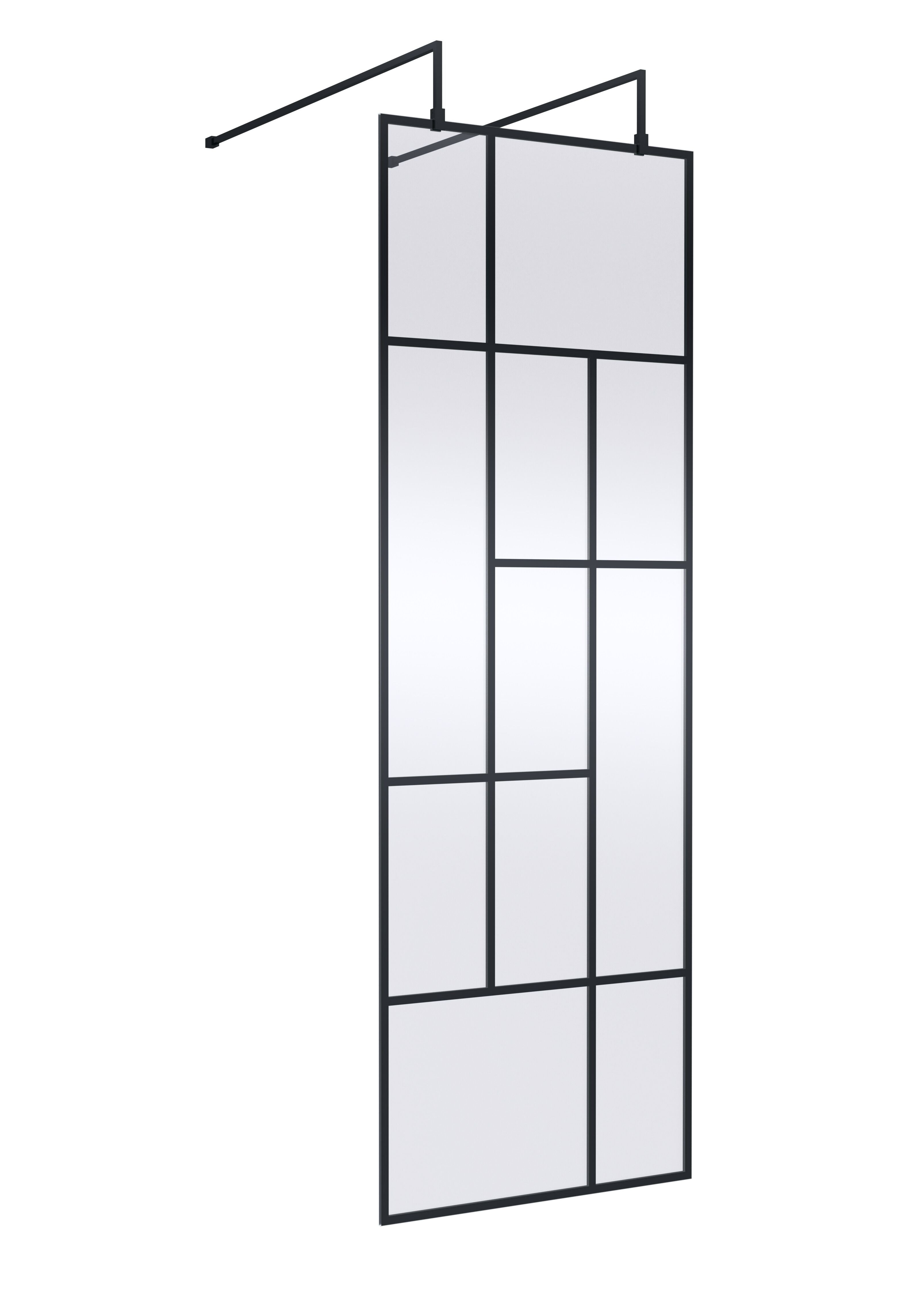nuie 700mm Matt Black Abstract Frame Wetroom Screen
