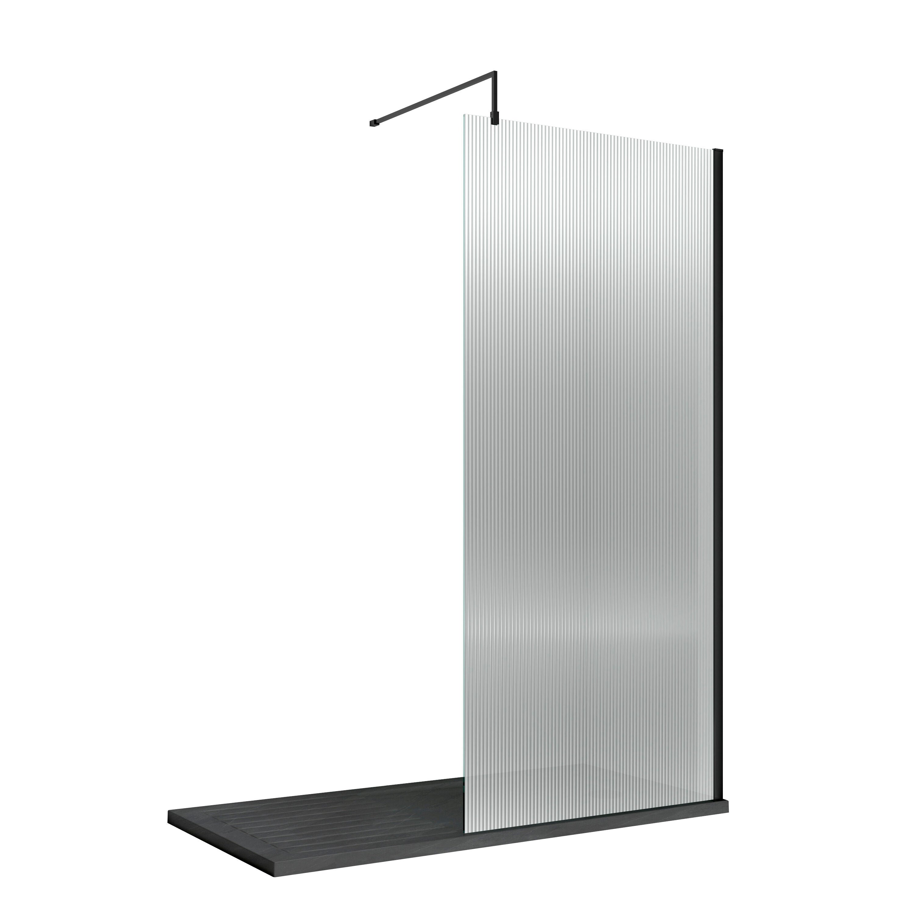 nuie 1000mm Matt Black Fluted Wetroom Panel