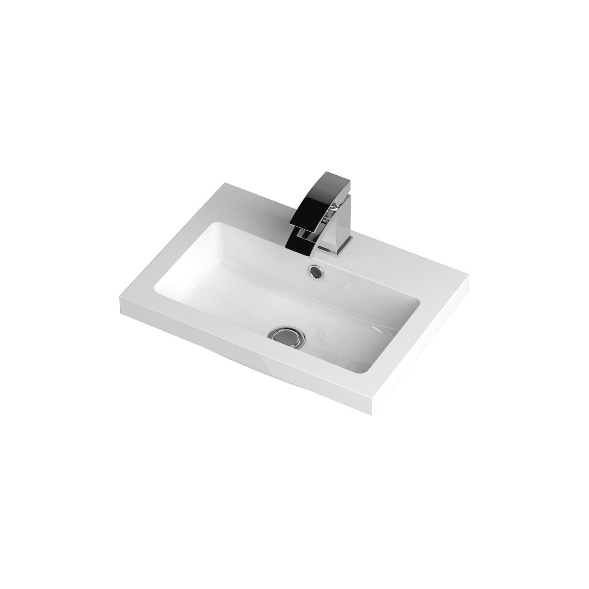 Hudson Reed 1 Tap Hole 500mm Polymarble Rectangular Basin