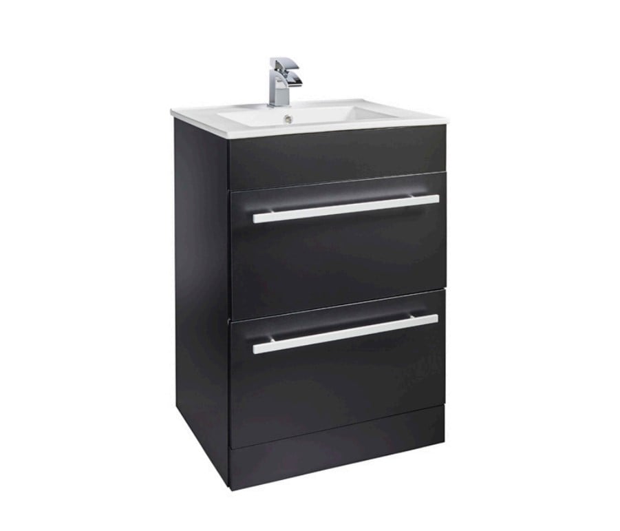 Purity Matt Black 600mm 2 Drawer Unit - PMB600DR