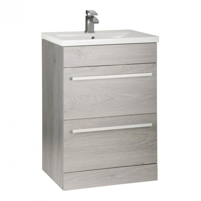 Purity/Matrix 600mm 2 Drawer Floor Standing Unit Silver Oak - PSO600DR