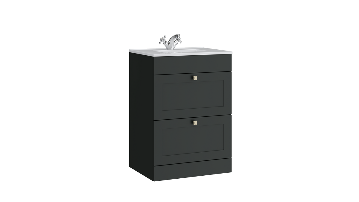 Sanctuary 600mm 2 Drawer Floor Standing Unit Matt Anthracite - SAN600FSDR-MA