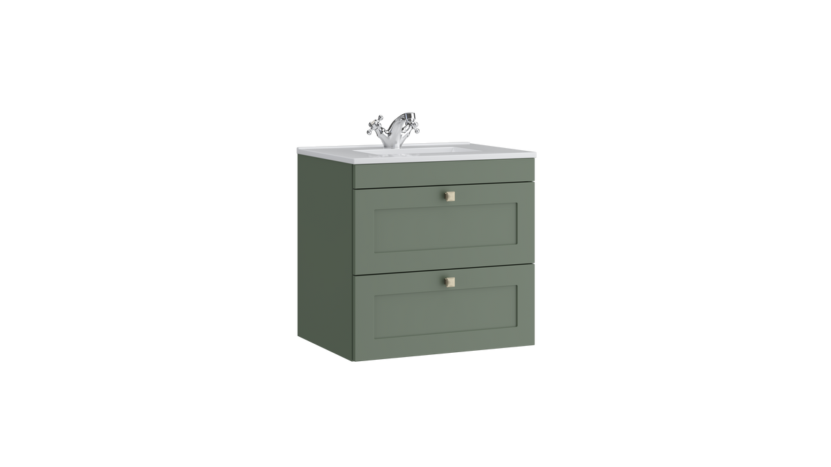Sanctuary 600mm 2 Drawer Wall Mounted Unit Corymbia Green - SAN600WMDR-CG