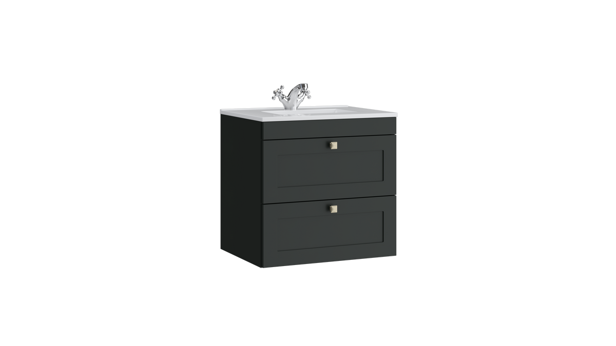 Sanctuary 600mm 2 Drawer Wall Mounted Unit Matt Anthracite - SAN600WMDR-MA