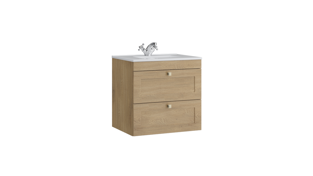 Sanctuary 600mm 2 Drawer Wall Mounted Unit Torro Oak - SAN600WMDR-TO