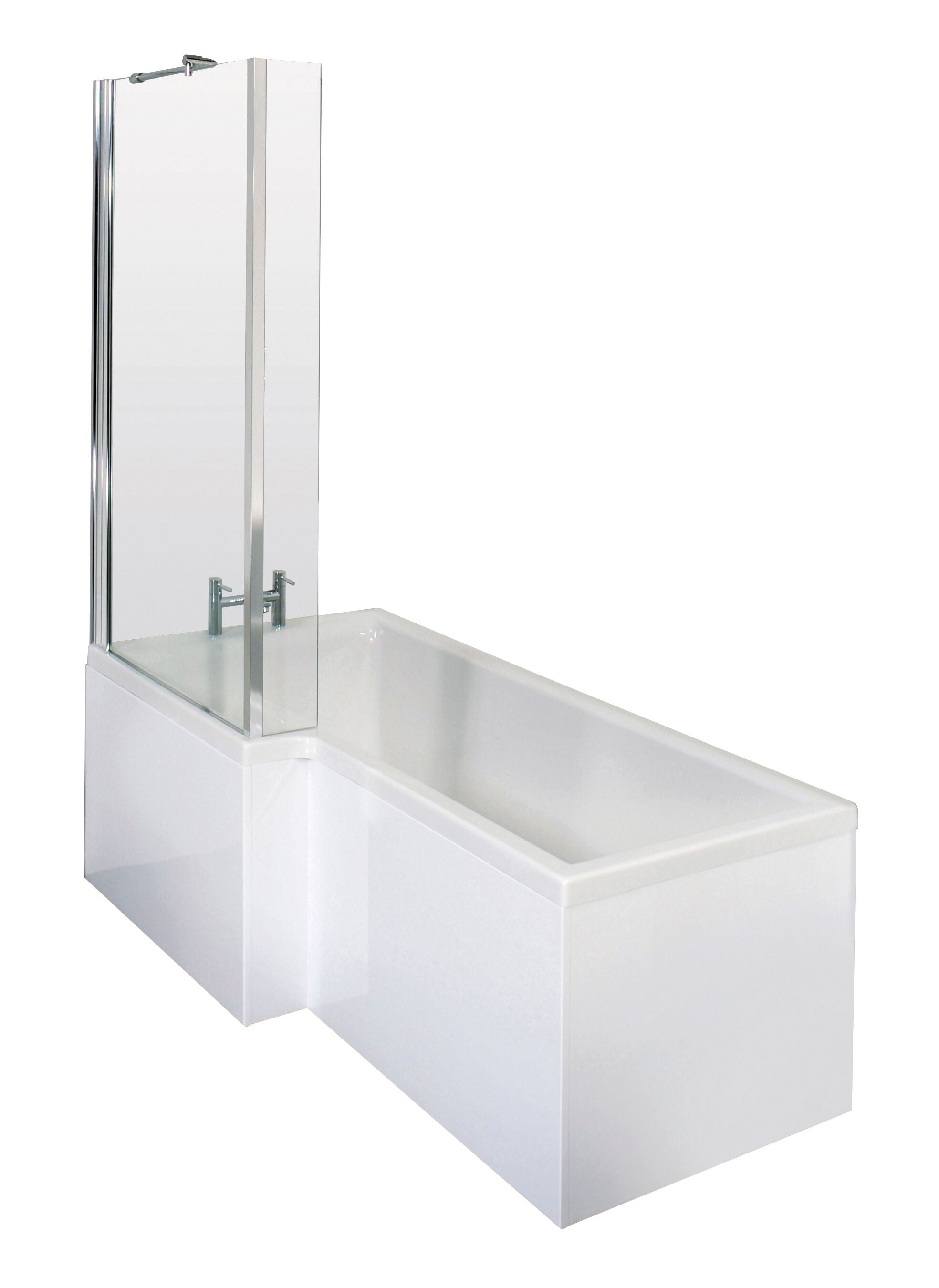 nuie 1500mm Left Hand Square Shower Bath Set with Screen, Side Panel And Leg Set