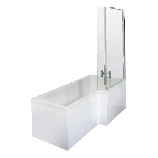Pure Sienna 1700mm L-Shaped Complete Shower Bath Package - Right Hand - Chrome