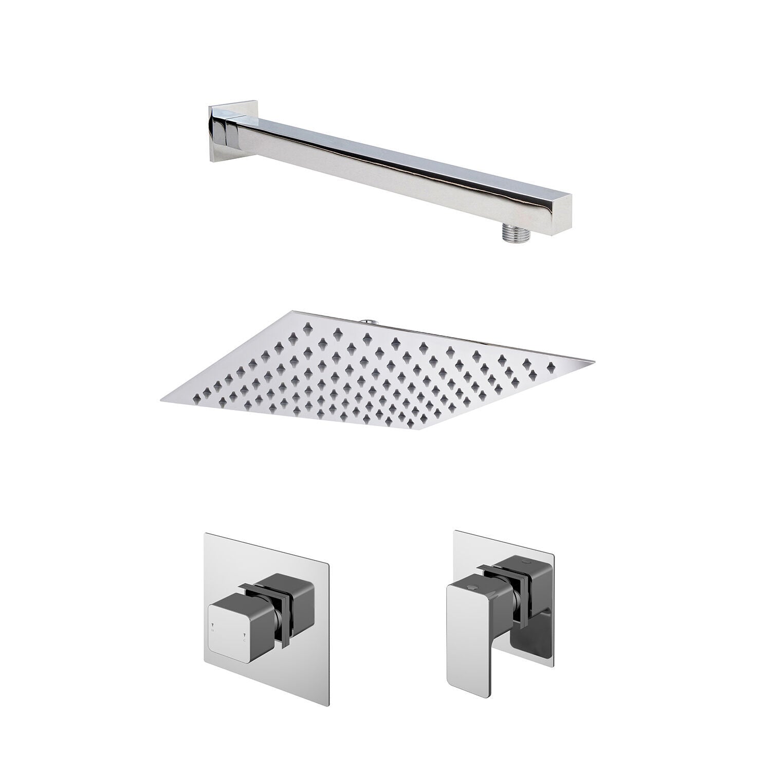 nuie Chrome Square Concealed 1 Outlet Thermostatic Shower System With Cartridge