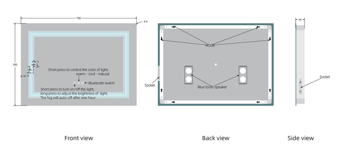 Scope 500x700mm Landscape Mirror - SC5070L - SC5070L 4