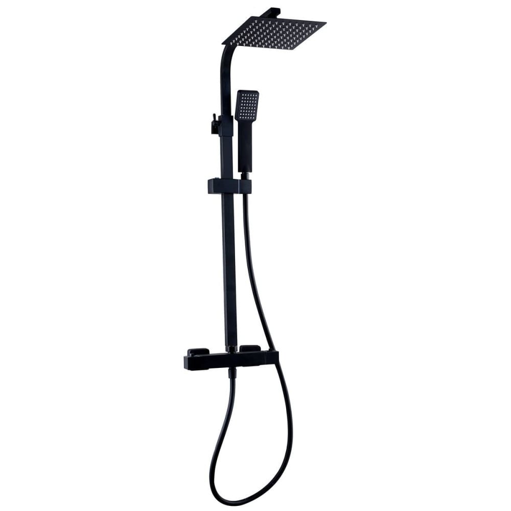 NERO SQUARE THERMOSTATIC EXPOSED BAR SHOWER WITH OVERHEAD DRENCHER AND SLIDING HANDSET - SHO050NS - SHO050NS 4