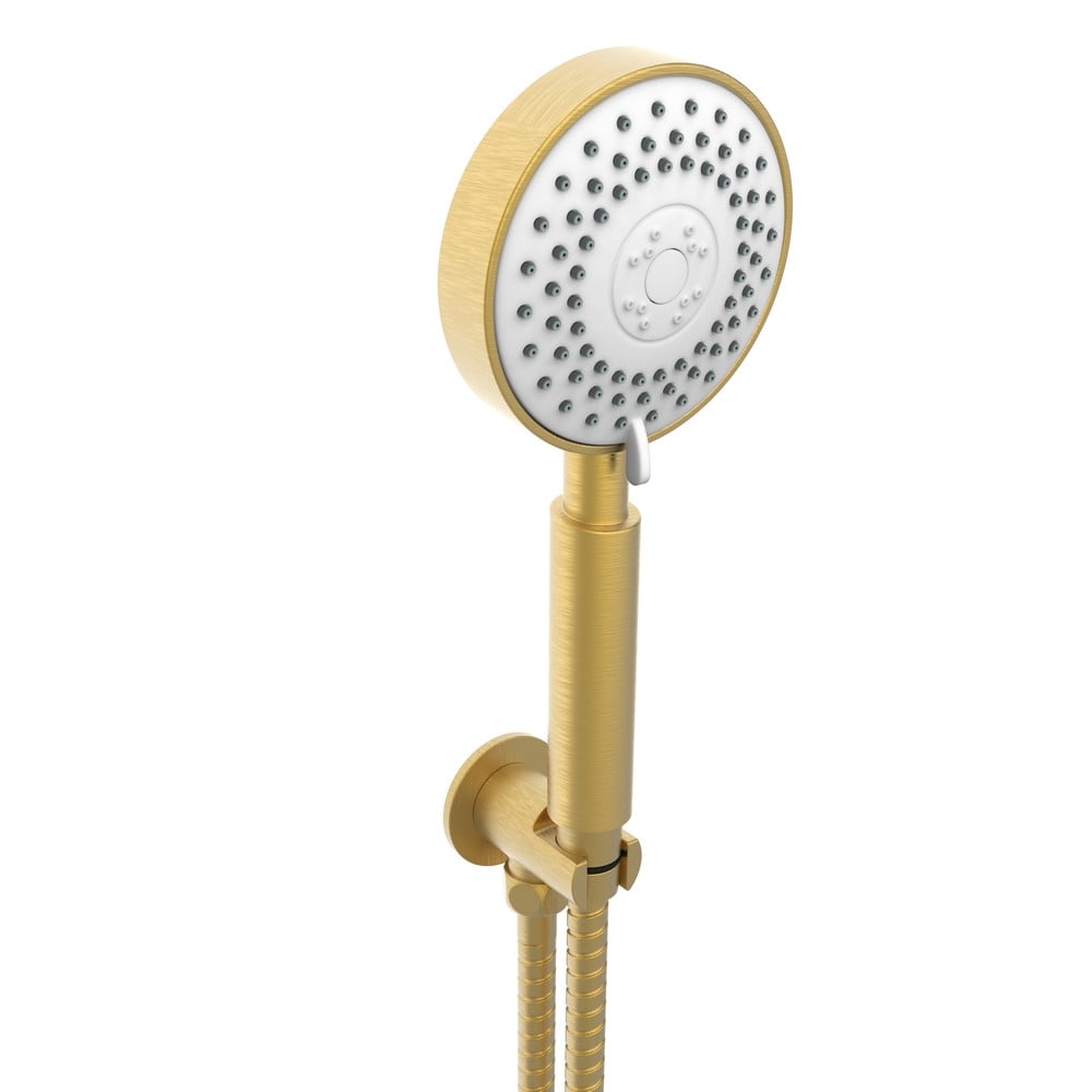 Round Wall Outlet Bracket with Handset & Hose Brushed Brass - SHO146OT
