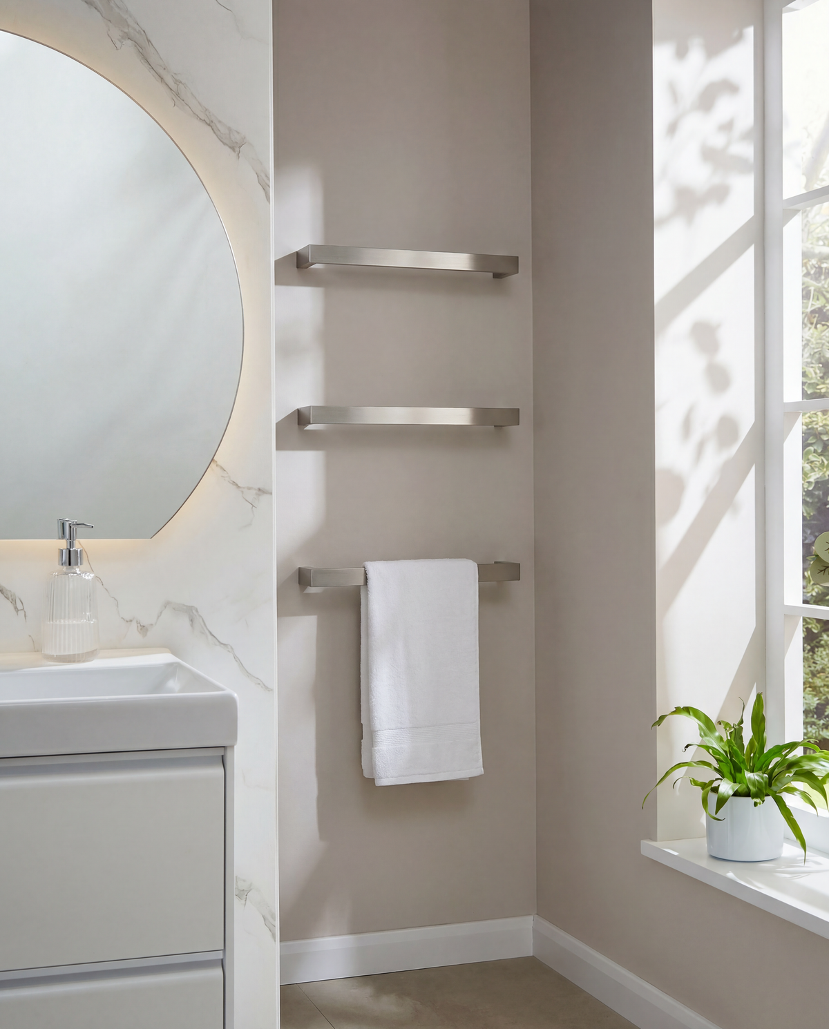 Singola Dry Electric Towel Rail 450mm - Brushed Nickel - SIN450BN - SIN450BN 3