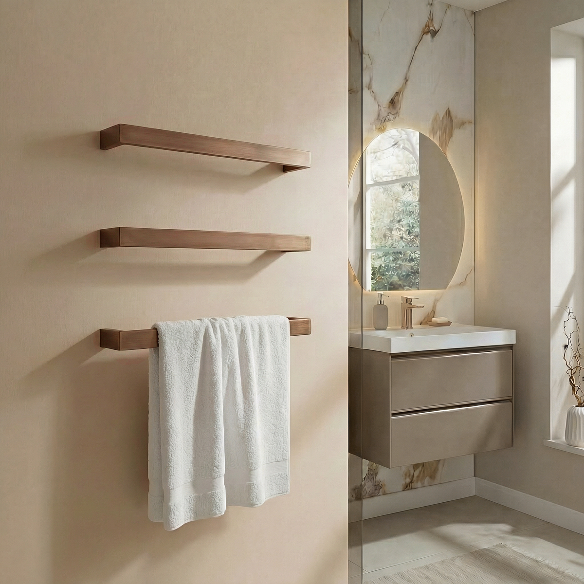Singola Dry Electric Towel Rail 450mm - Brushed Bronze - SIN450BZ - SIN450BZ 4