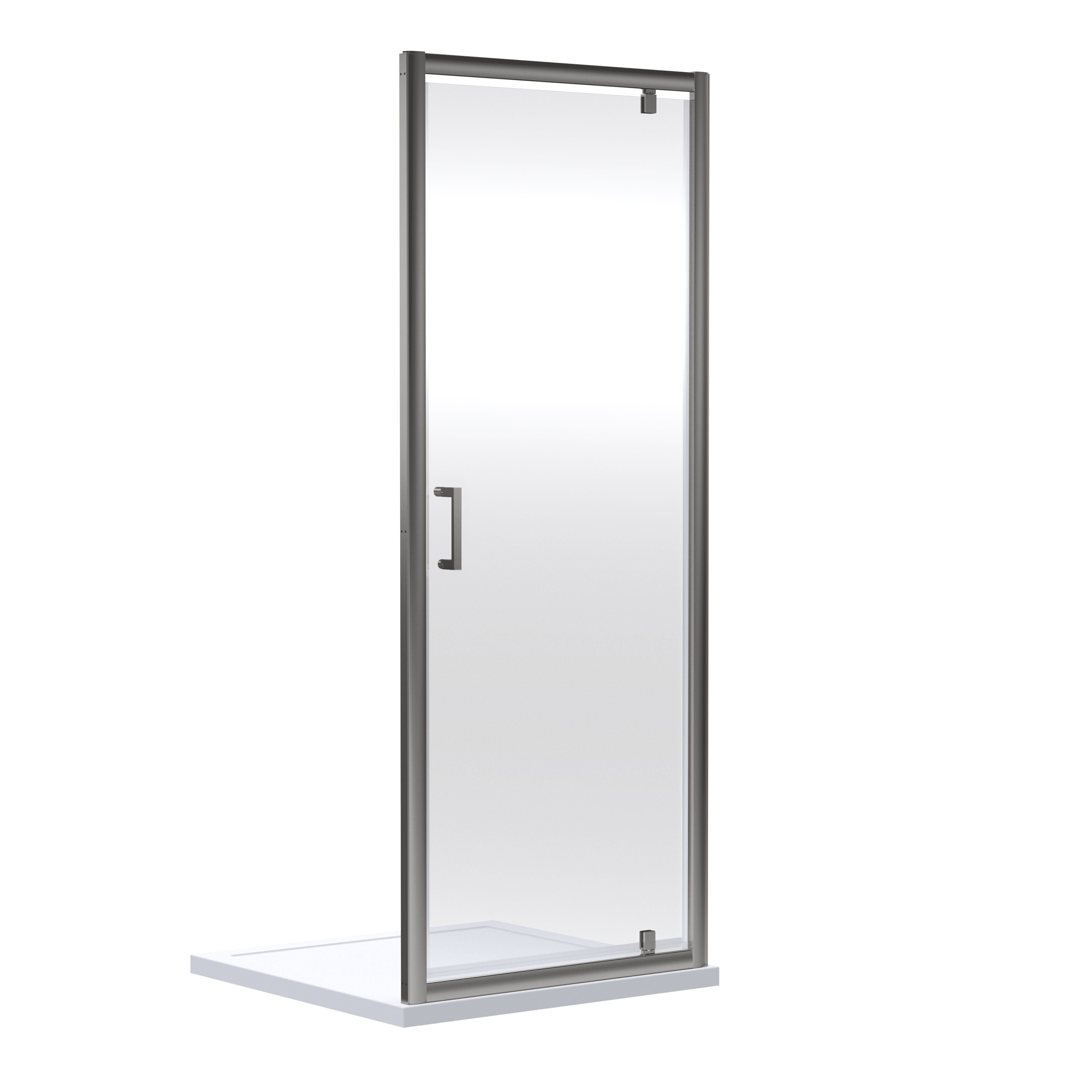 nuie Rene 760mm Brushed Pewter Framed  Pivot Shower Door