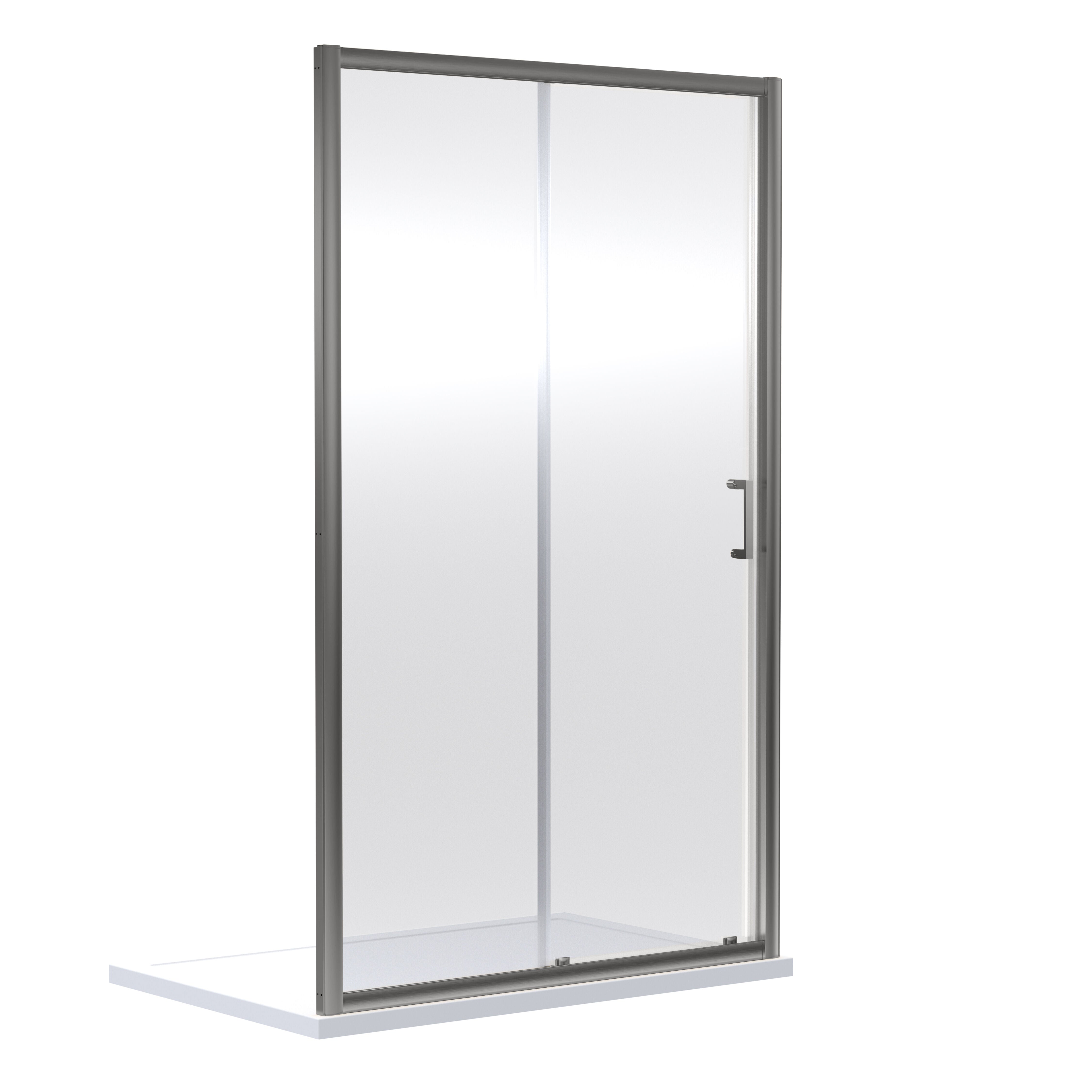 nuie Rene 1100mm Brushed Pewter Framed  Sliding Shower Door