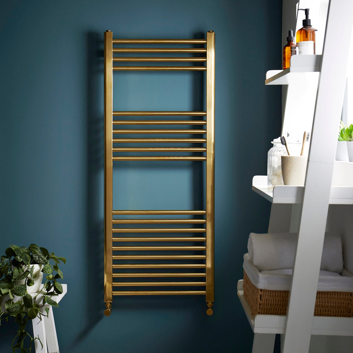 22mm Straight Towel Rail 500mm x 1600mm - Brushed Brass - STR516BRASS - STR516BRASS 1