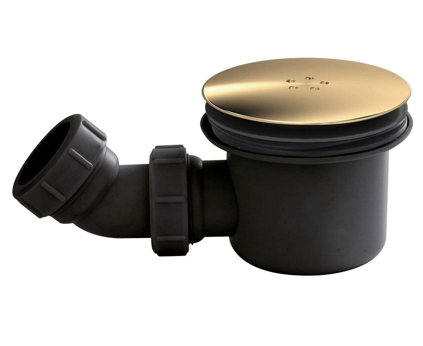 Brushed Brass 90mm Fast Flow Shower Waste Black Base