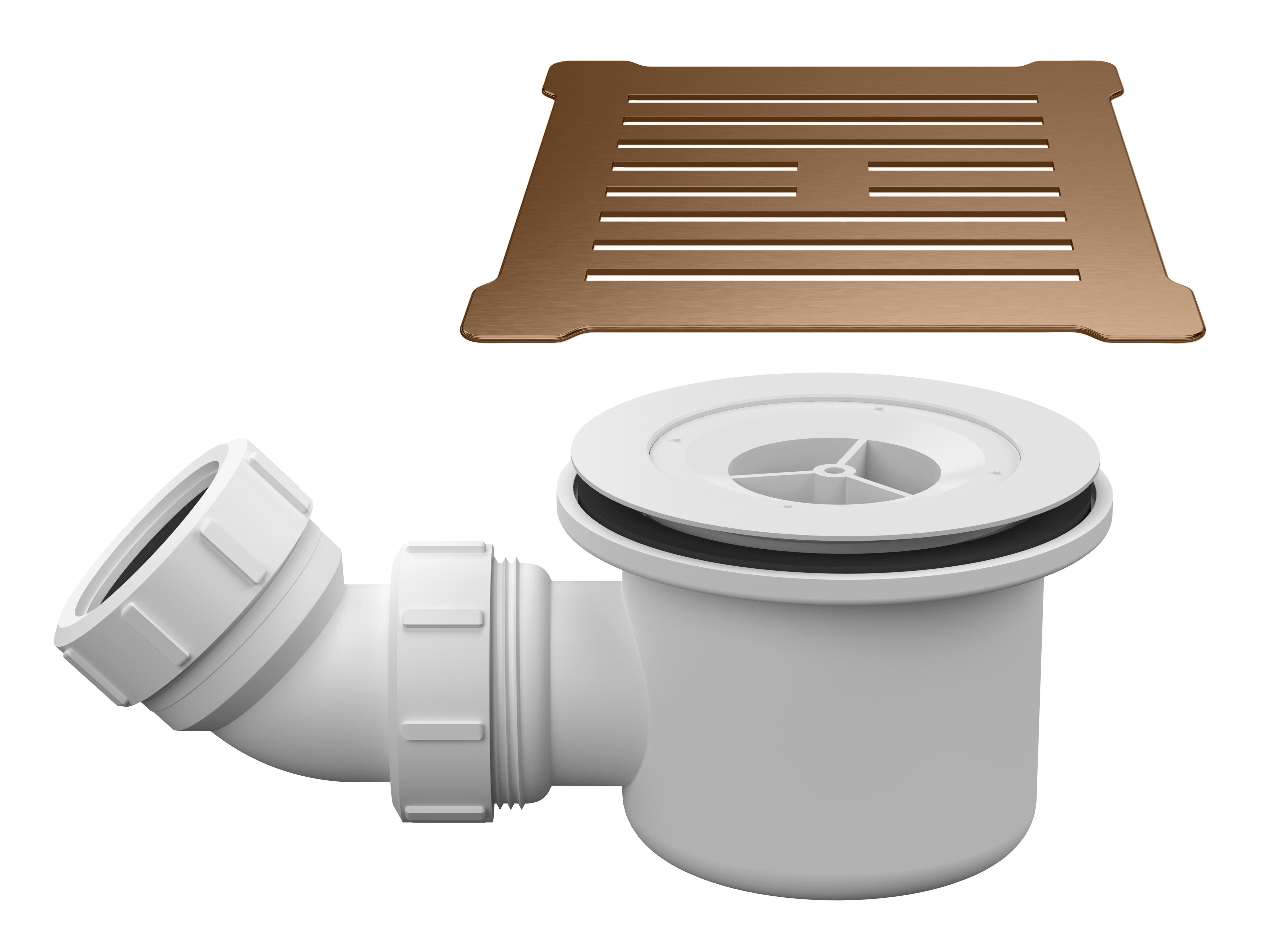 nuie Brushed Bronze 90mm Fast Flow Shower Tray Waste With Grid