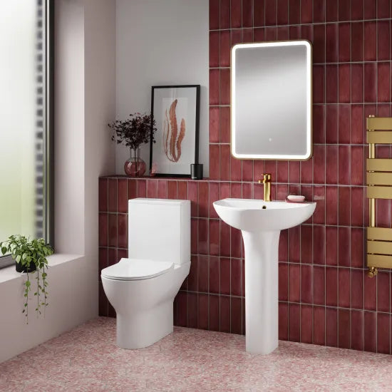 Freesia Compact Close Coupled Rimless Toilet Pan, Cistern and Seat