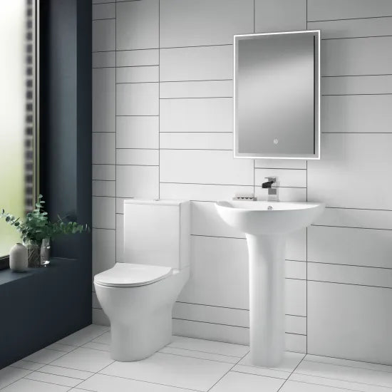 Freesia Compact Close Coupled Rimless Toilet Pan, Cistern and Seat