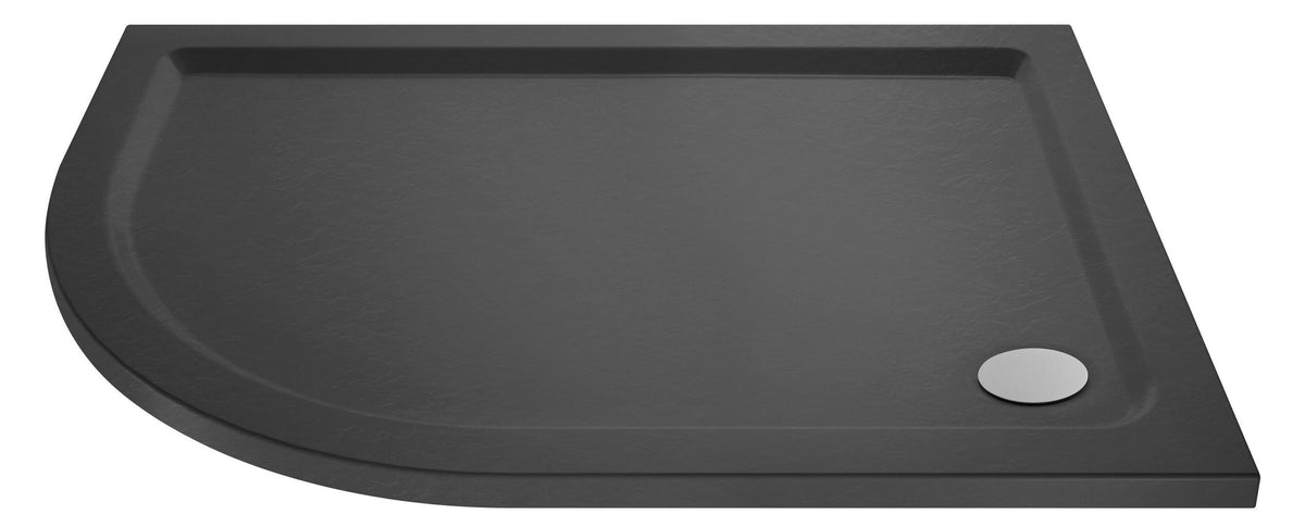 Hudson Reed 1000 x 900mm Slate Grey Slimline Left Hand Offset Quadrant Shower Tray
